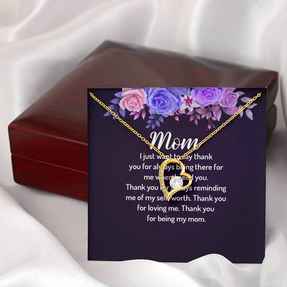Luxury Forever Love Necklace- 14k white gold finish, 18k yellow gold finish- Best Jewelry Gift- Message Card and Necklace- For Mom- Mother's day- For Her