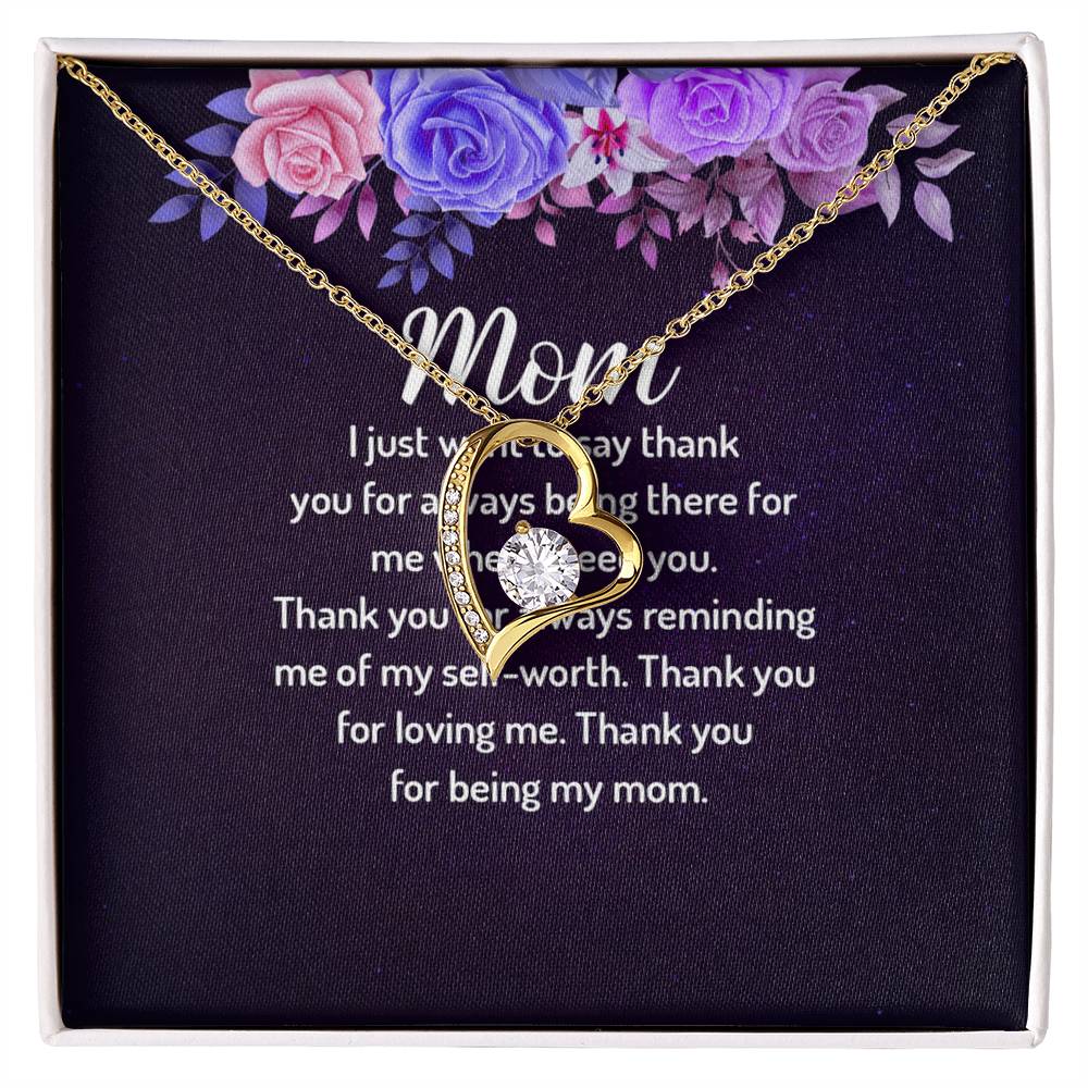 Luxury Forever Love Necklace- 14k white gold finish, 18k yellow gold finish- Best Jewelry Gift- Message Card and Necklace- For Mom- Mother's day- For Her